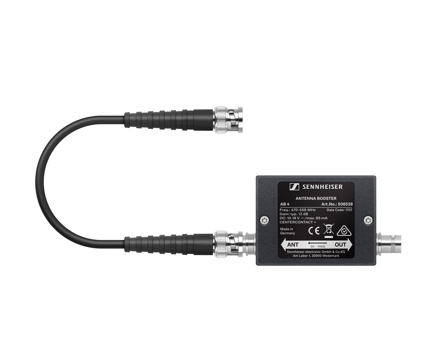 Sennheiser AB4-GBW In-line +12dB Antenna Booster 606-678MHz CH38