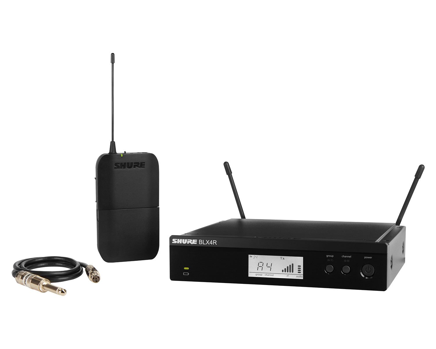 Shure BLX14R (K3E) Wireless Instrument System with WA302 Guitar Cable (Rack Mount)