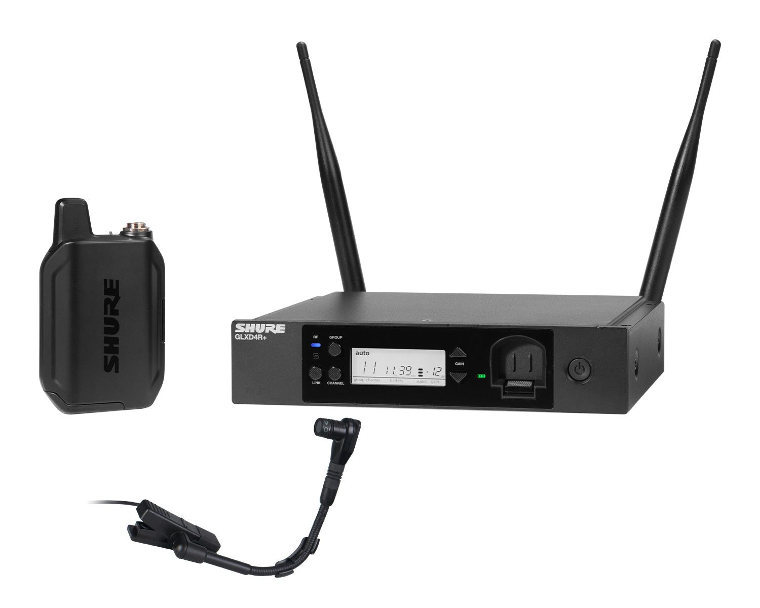 Shure GLXD14R+/B98 (Z4) Wireless Instrument System with Beta 98H/C Clip-On Instrument Microphone (Rack Mount)