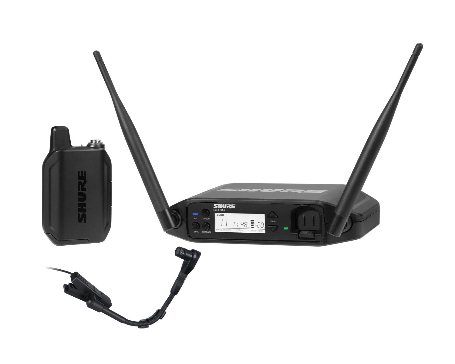 Shure GLXD14+/B98 (Z4) Wireless Instrument System with Beta 98H/C Clip-On Instrument Microphone