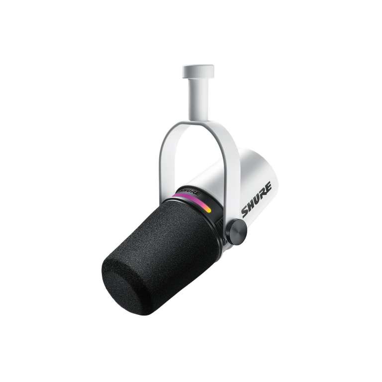 Shure MV7+-W Dynamic Podcast LED Microphone White