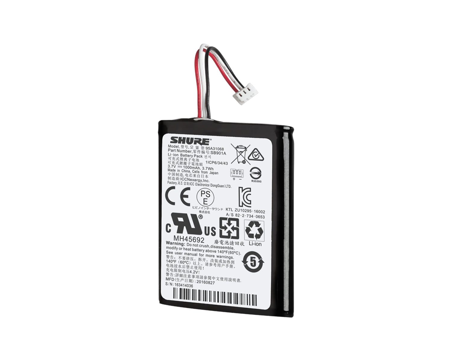 Shure SB901A Rechargeable Battery for Microflex Wireless Systems