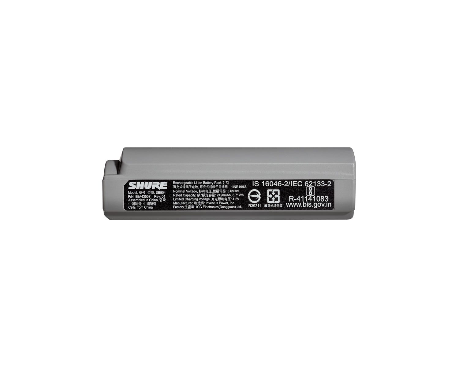 Shure SB904 Rechargeable Battery for GLX-D+ Wireless Systems