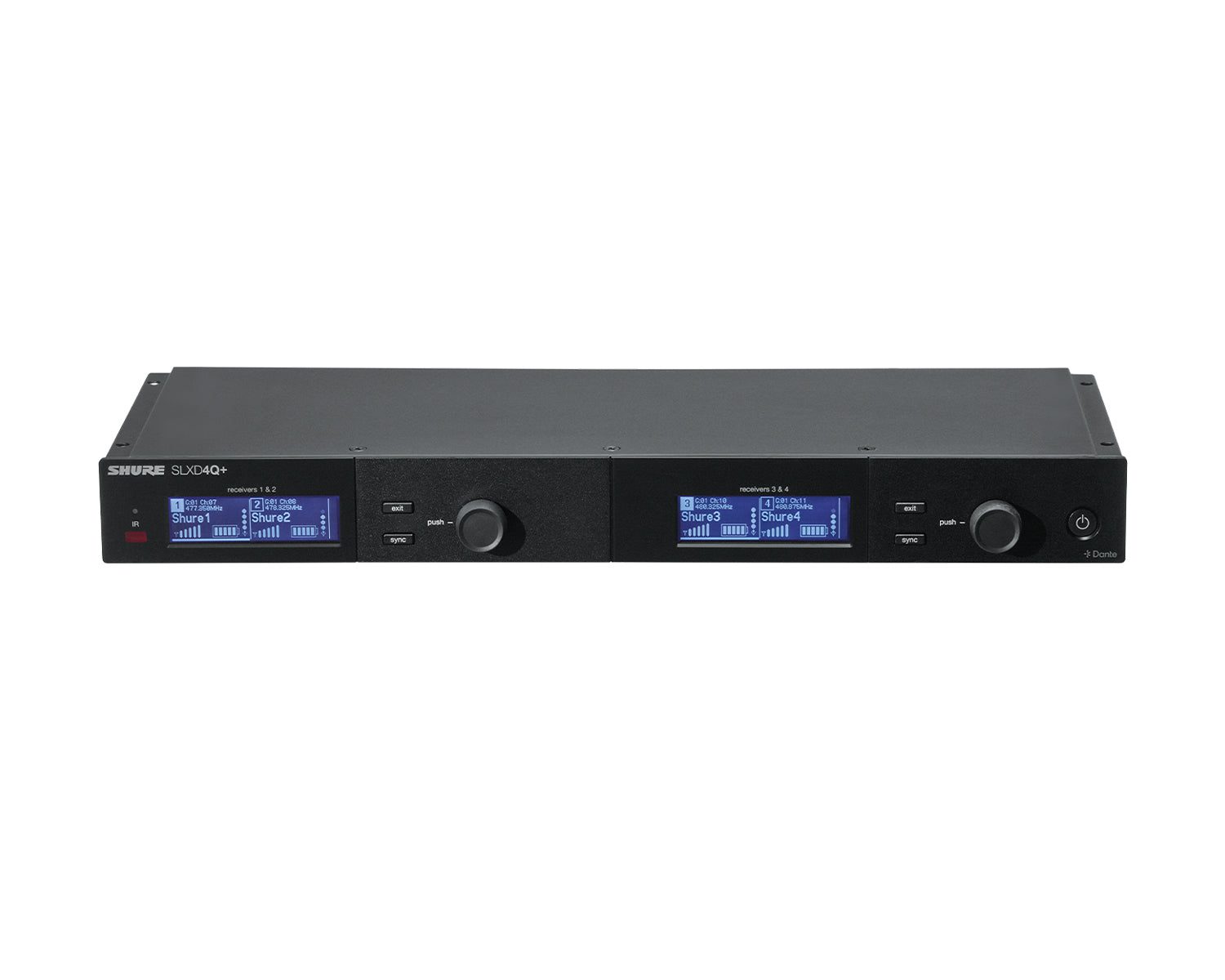 Shure SLXD4QDAN+ (S50) 4-Channel Wireless Receiver with Dante Networking