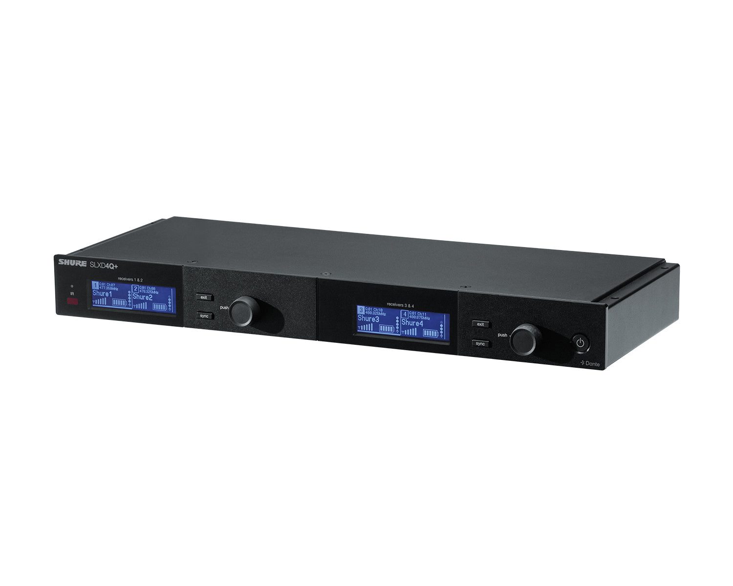 Shure SLXD4QDAN+ (S50) 4-Channel Wireless Receiver with Dante Networking