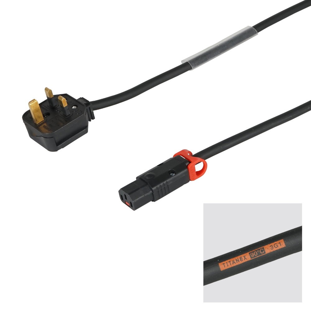 Elumen8 3m 1mm H07RN-F 13A Male – C13 IEC Lock Cable Elumen8 3m 1mm H07RN-F 13A Male - C13 IEC Lock Cable
