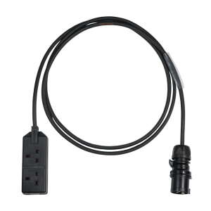 Elumen8 0.5m 1.5mm PCE Black 16A Plug to 2 Gang 13A Socket Cable