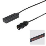 Elumen8 1m 1.5mm PCE Black 16A Plug to 2 Gang 13A Socket Cable