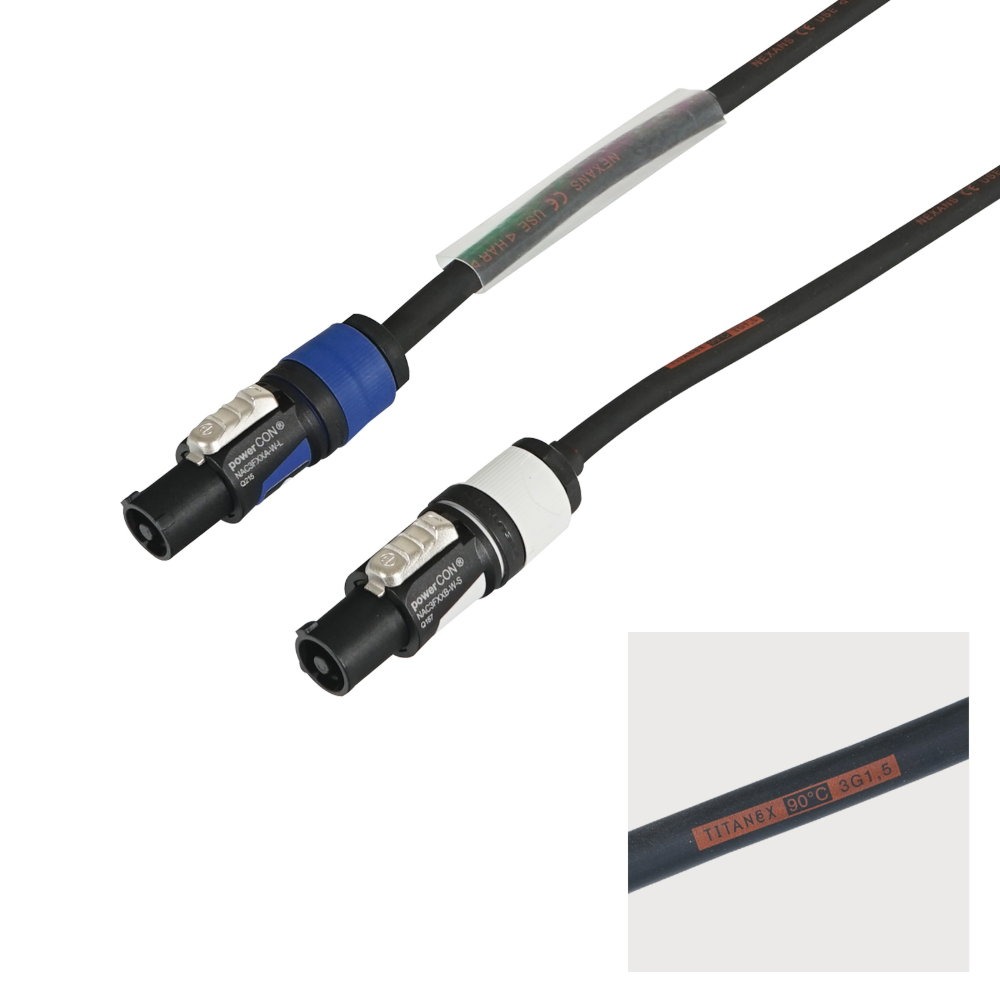 Elumen8 3m Neutrik powerCON Link Cable - 1.5mm H07RN-F Elumen8 3m Neutrik powerCON Link Cable - 1.5mm H07RN-F