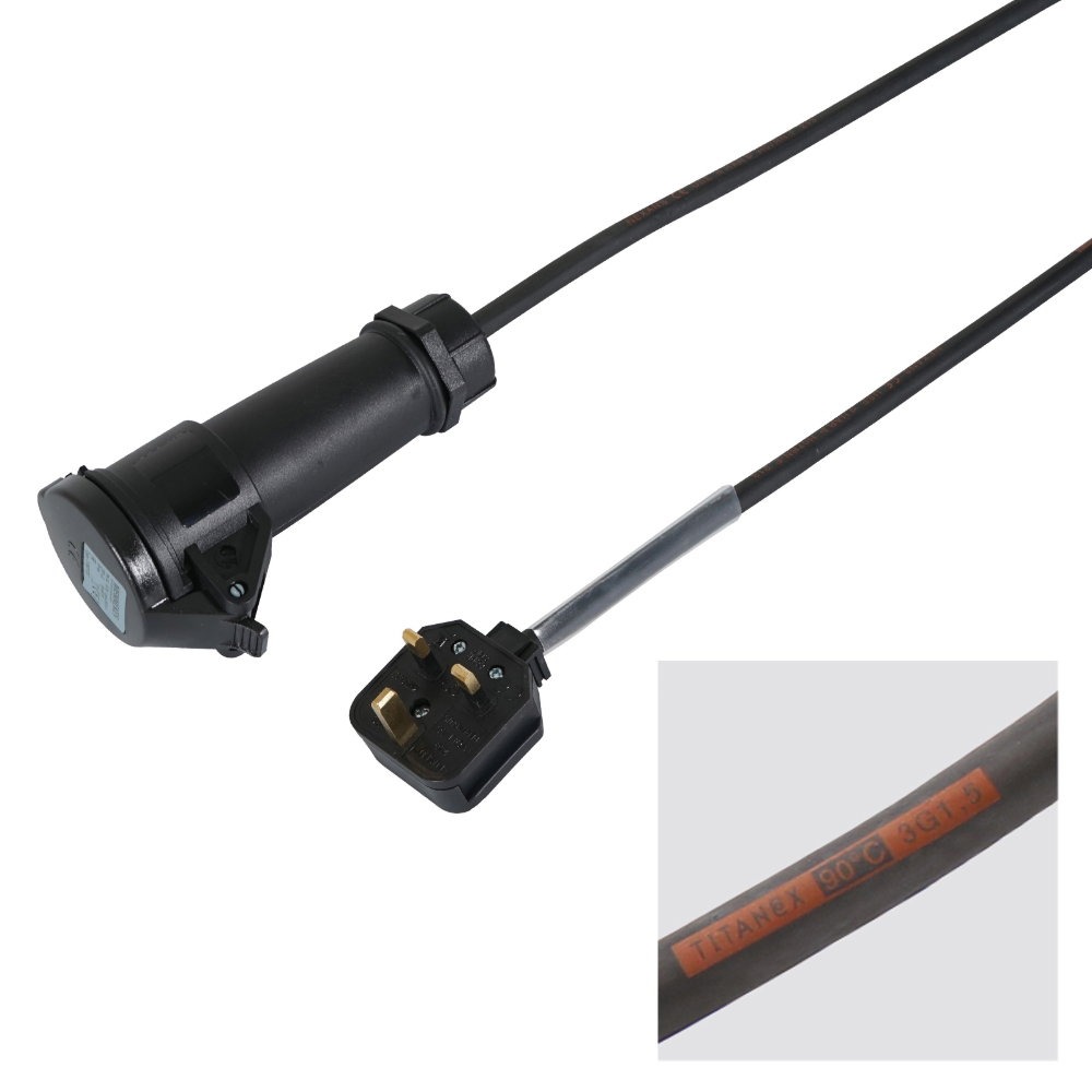 Elumen8 1m 1.5mm 13A Plug - 16A Female Mennekes Cable Elumen8 1m 1.5mm 13A Plug - 16A Female Mennekes Cable