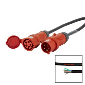 Elumen8 5m 32A Male - 32A Female 3PH 6mm 5C Cable, Mennekes