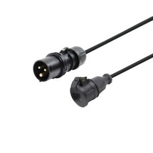 Elumen8 1m PCE 16A Black Plug to Schuko Socket Cable