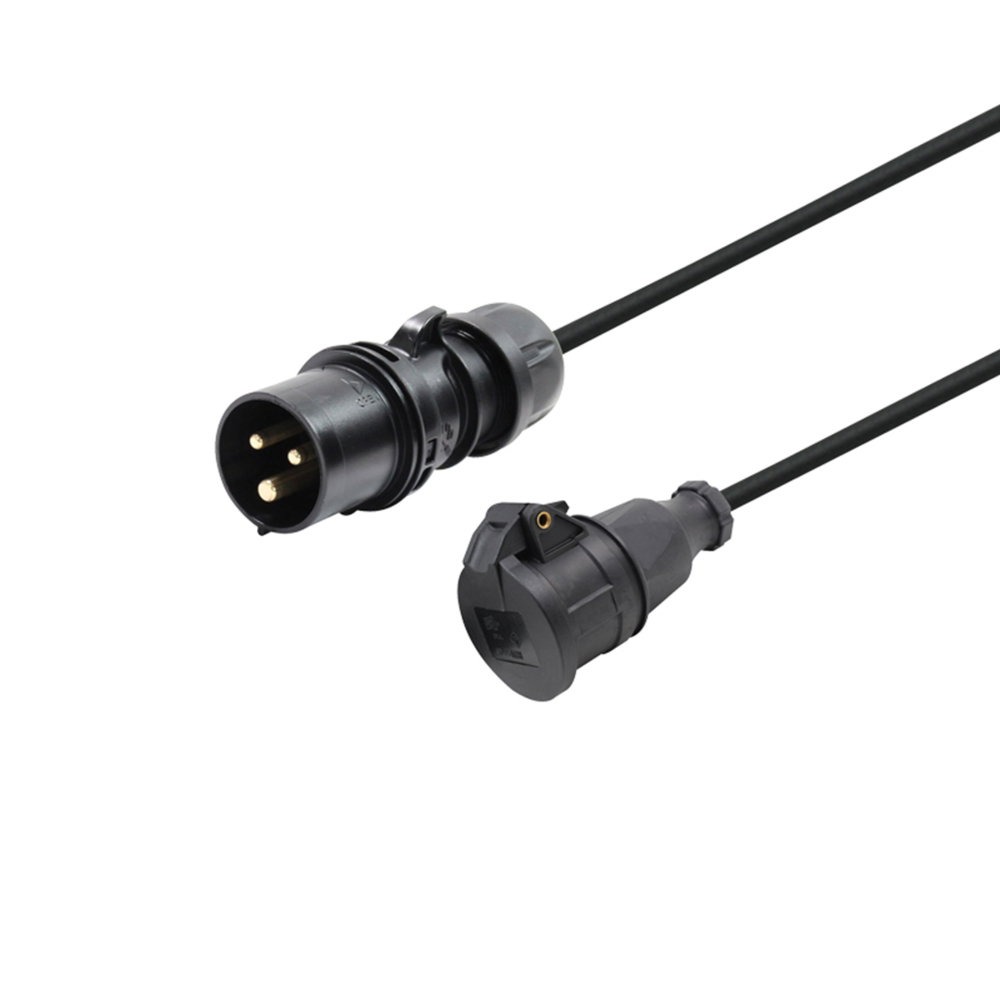 Elumen8 1m PCE 16A Black Plug to Schuko Socket Cable Elumen8 1m PCE 16A Black Plug to Schuko Socket Cable