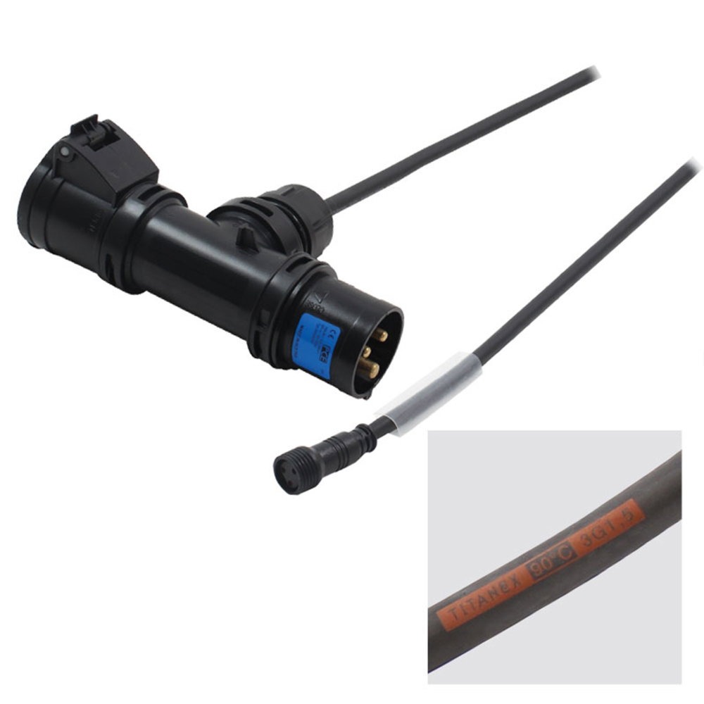 Elumen8 0.75m PCE 16A Black T-Connect to LEDJ Hydralock IP Socket Cable Elumen8 0.75m PCE 16A Black T-Connect to LEDJ Hydralock IP Socket Cable