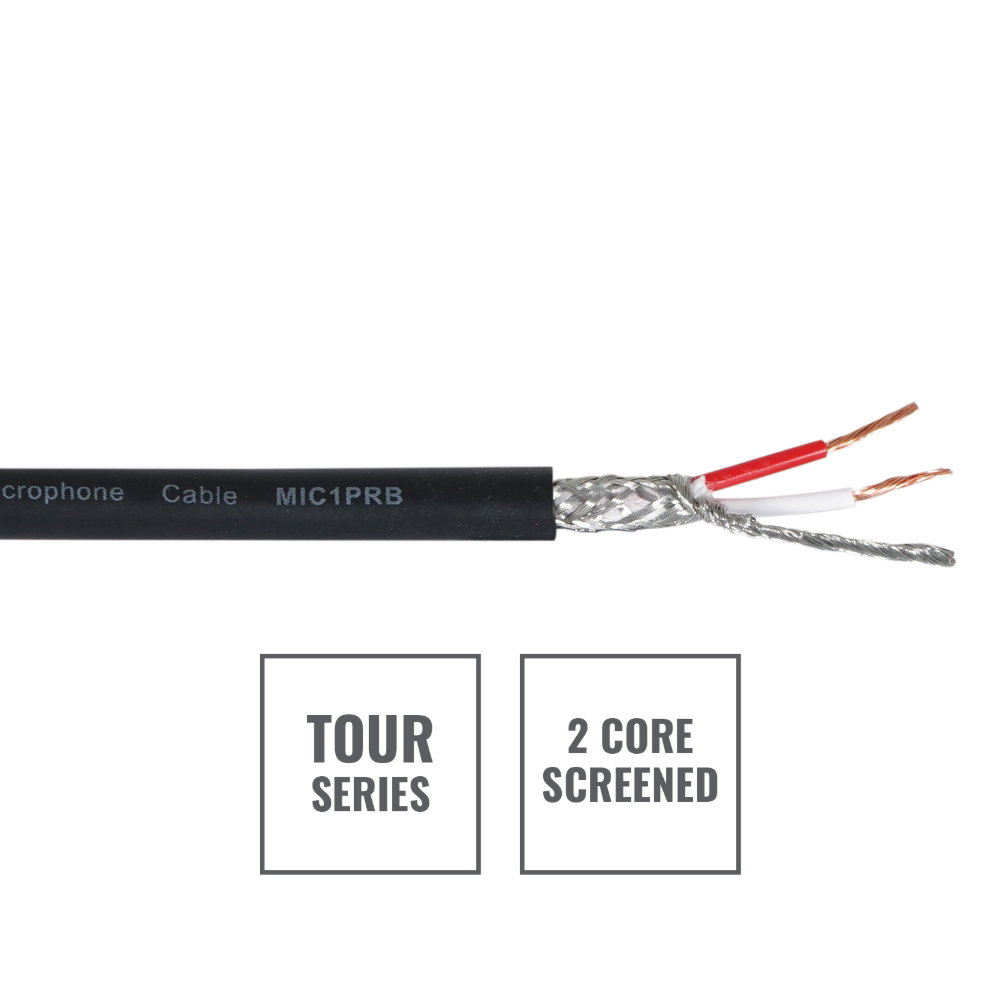 Elumen8 TOUR Screened 2 Core Microphone Cable MIC1PRB, 100m Drum Black Elumen8 TOUR Screened 2 Core Microphone Cable MIC1PRB, 100m Drum Black