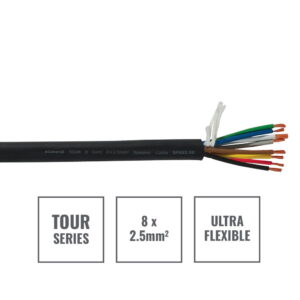 Elumen8 TOUR 8 Core 8 x 2.5mm2 Speaker Cable SP8X2.5B, 100m Drum Black