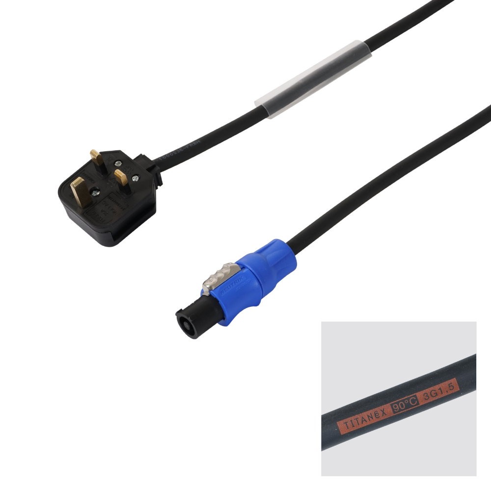 Elumen8 10m 1.5mm H07RN-F 13A Male – Neutrik powerCON Cable Elumen8 10m 1.5mm H07RN-F 13A Male - Neutrik powerCON Cable