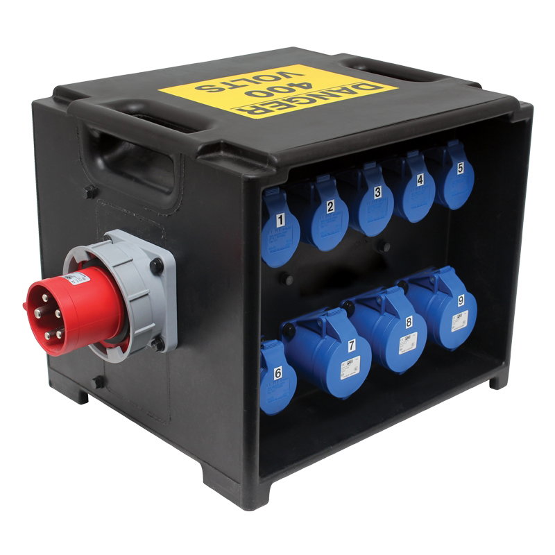 PCE MERZ Distribution Box 63A 3PH to 32A/16A RCD/MCB (A81) PCE MERZ Distribution Box 63A 3PH to 32A/16A RCD/MCB (A81)