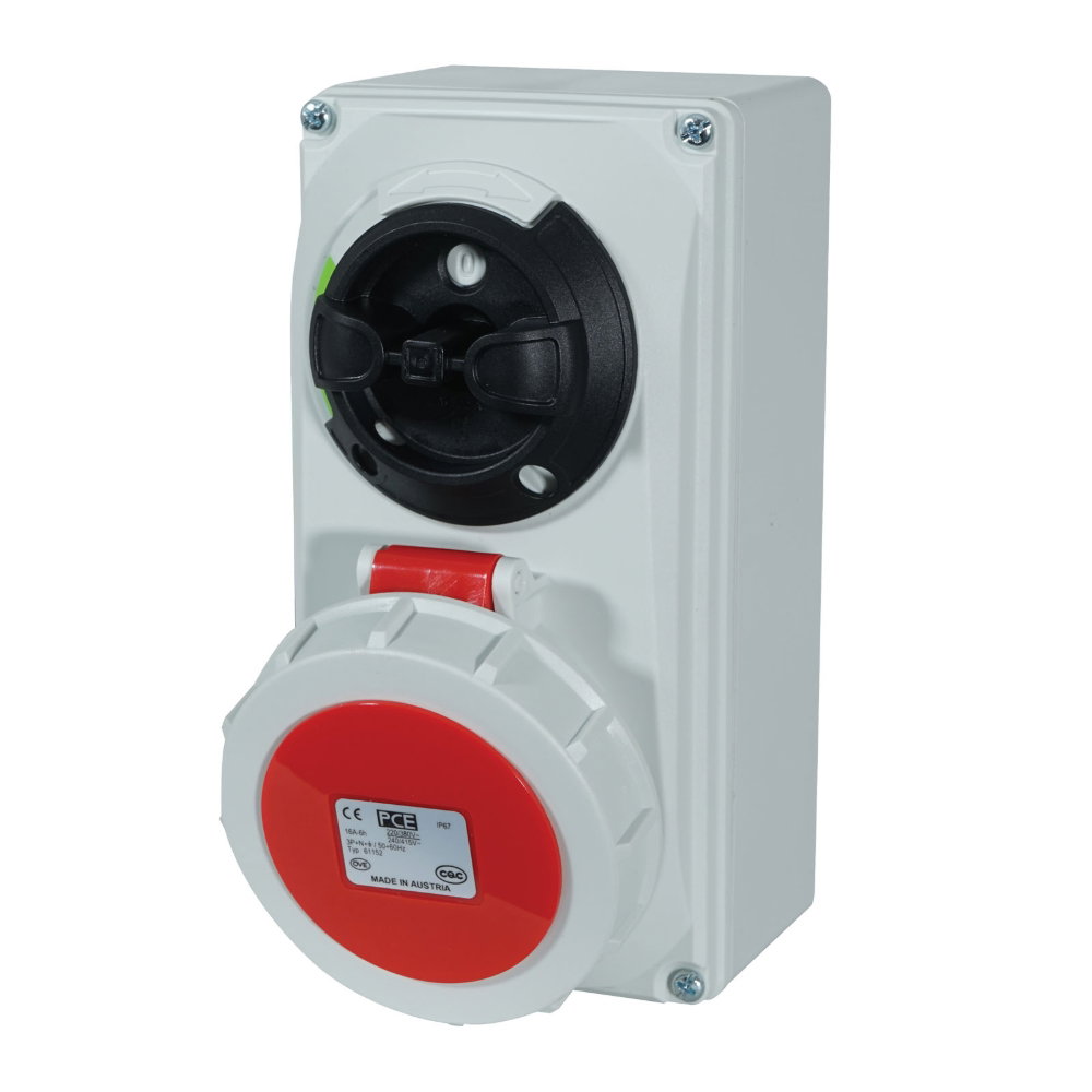 PCE 16A 415V 3P+N+E IP67 Switched Interlock Socket (61152-6) PCE 16A 415V 3P+N+E IP67 Switched Interlock Socket (61152-6)