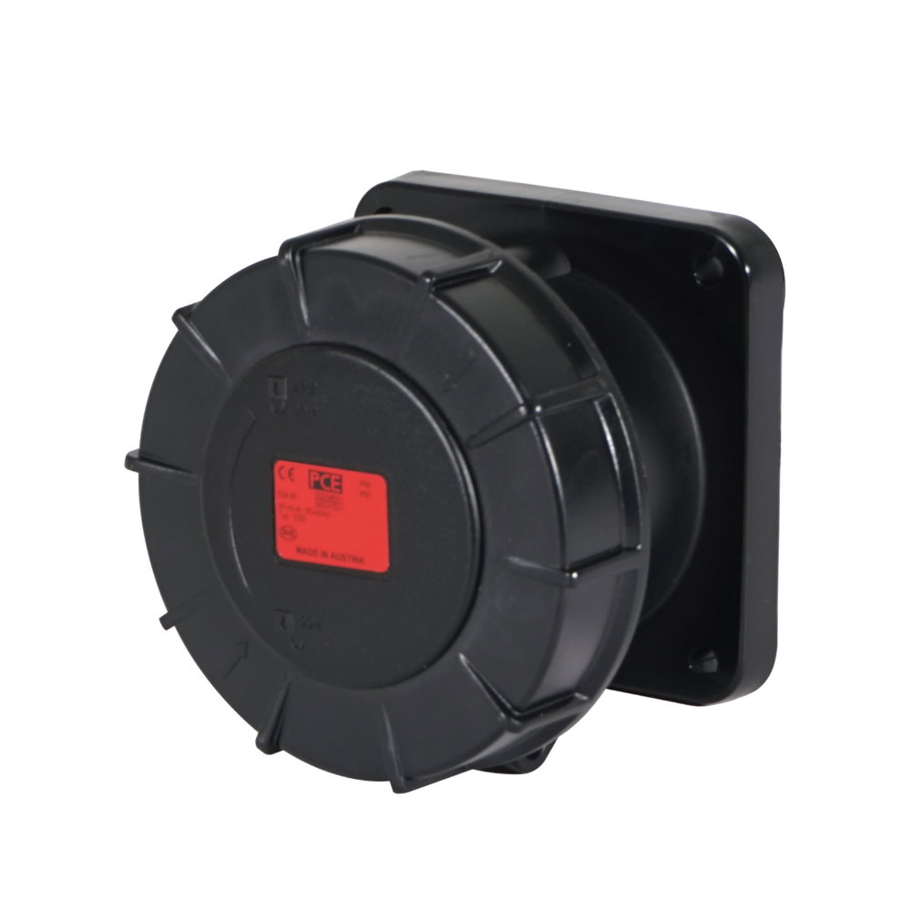 PCE 63A 415V 3P+N+E Panel Socket, Black (3355-6xs) PCE 63A 415V 3P+N+E Panel Socket, Black (3355-6xs)