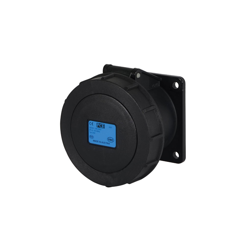PCE 32A 230V IP67 2P+E Panel Socket, Black (3232-6x) PCE 32A 230V IP67 2P+E Panel Socket, Black (3232-6x)