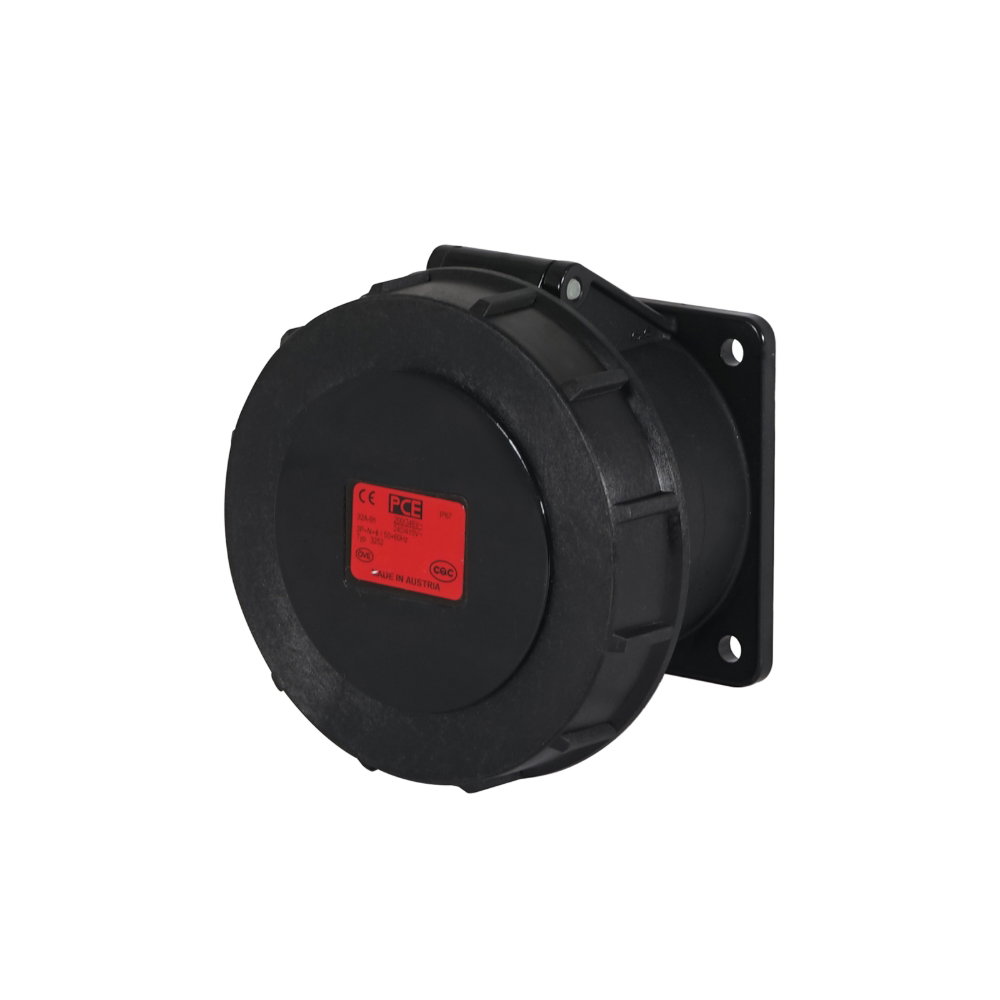 PCE 32A 415V 3P+N+E Panel Socket, Black (3252-6x) PCE 32A 415V 3P+N+E Panel Socket, Black (3252-6x)