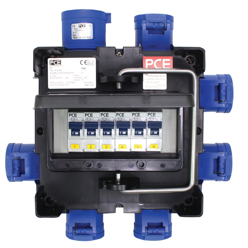 PCE IMST Distribution Box 32A 240V In, 6 x 16A Out (9030331) PCE IMST Distribution Box 32A 240V In, 6 x 16A Out (9030331)