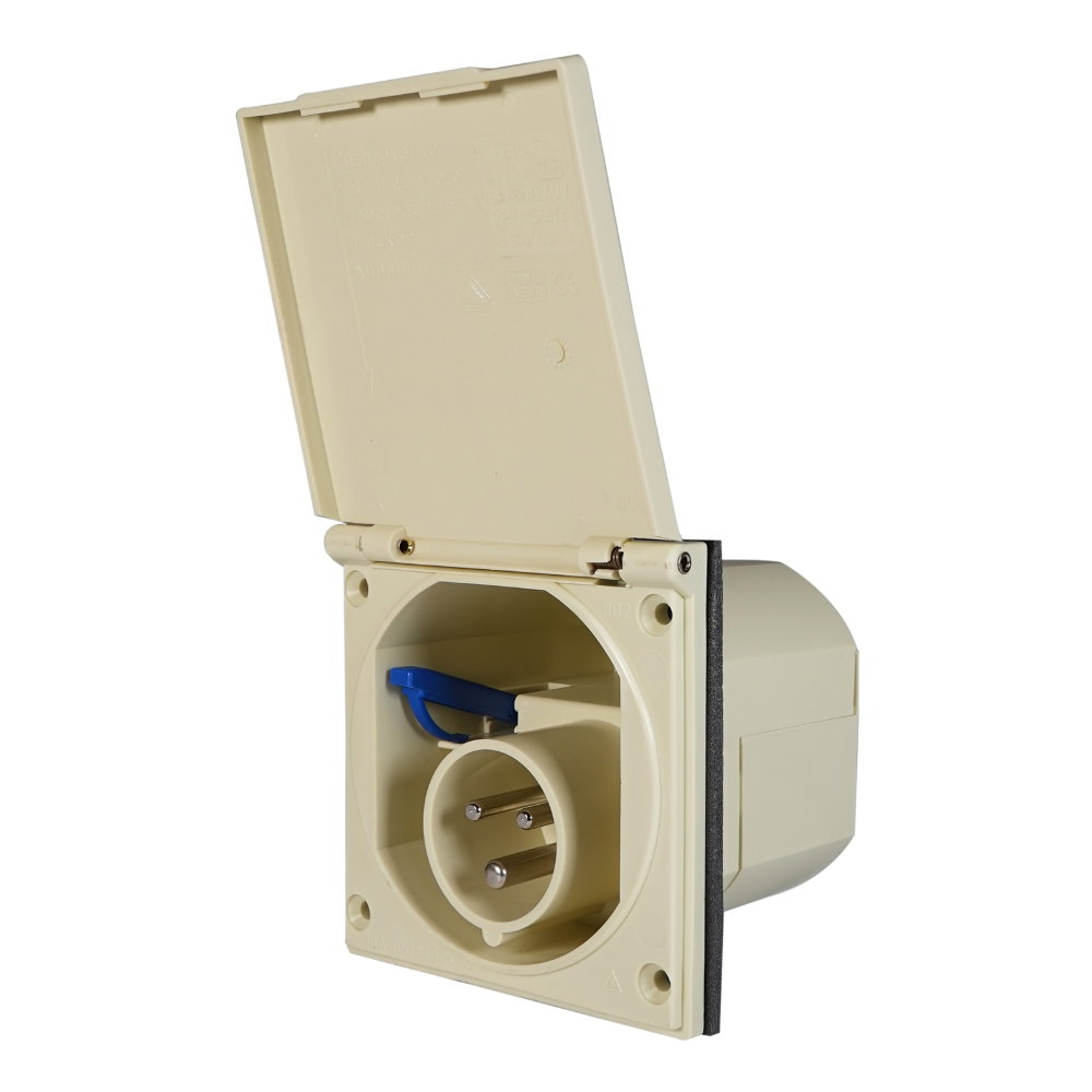 PCE 16A 230V 2P+E Caravan Panel Inlet (0137-6) PCE 16A 230V 2P+E Caravan Panel Inlet (0137-6)
