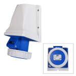 PCE 16A 230V 2P+E IP67 Wall Mount Angled Socket (1132-6)