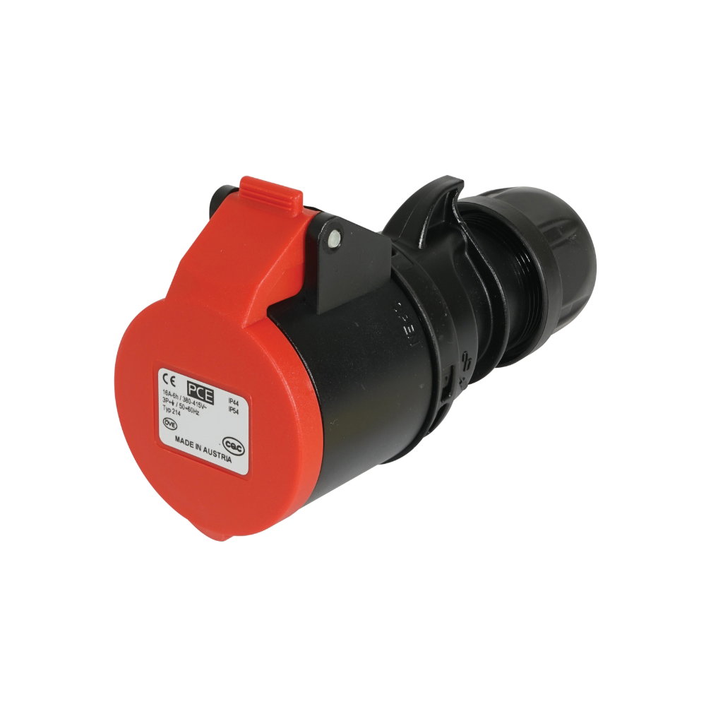 PCE 16A 415V 3P+E Socket Red/Black (214-6sx) PCE 16A 415V 3P+E Socket Red/Black (214-6sx)