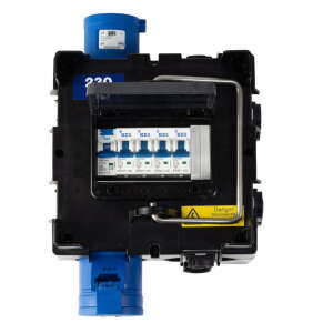 PCE IMST Distribution Box 32A 240V In, 4 x TR1 IP65 + 1 x 32A Out