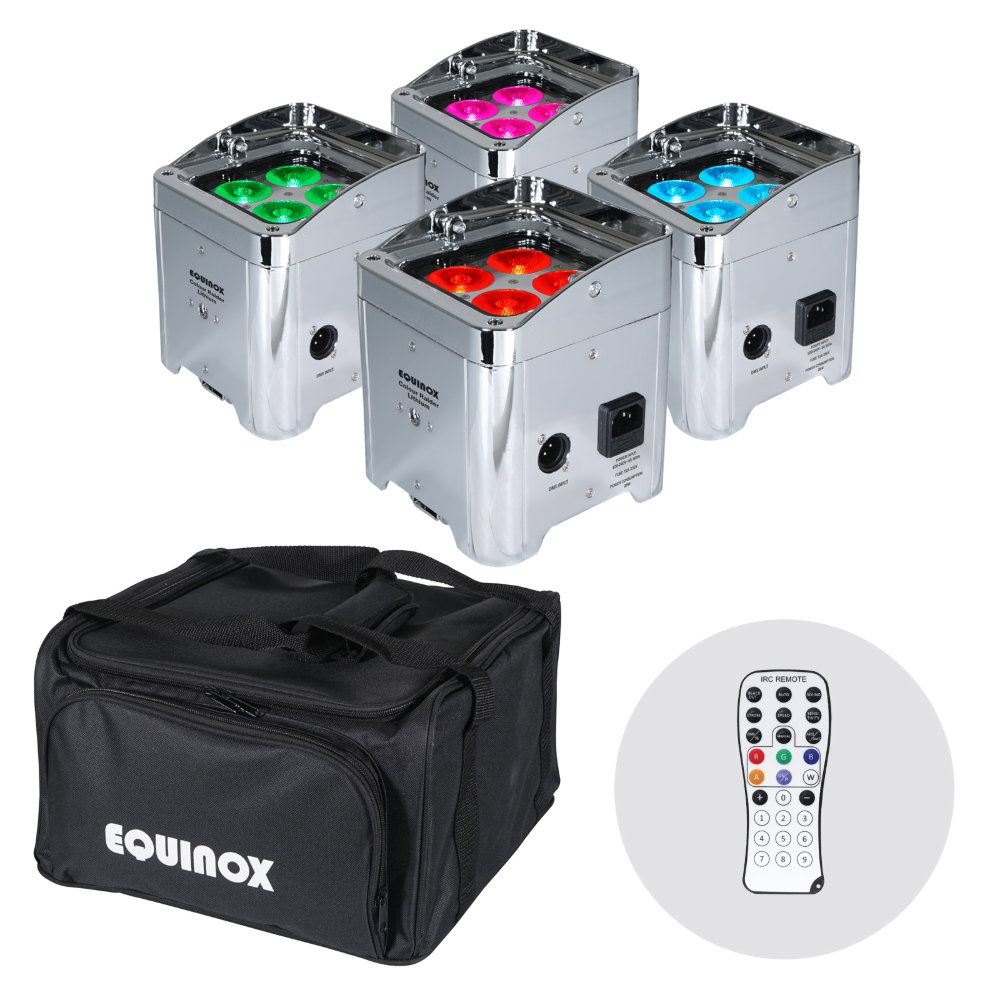 Equinox Colour Raider Lithium Battery Uplighter Pack (Chrome Housing) Equinox Colour Raider Lithium Battery Uplighter Pack (Chrome Housing)