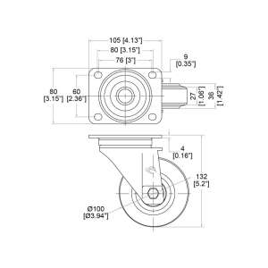 Penn Elcom 100mm Swivel Braked Castor (W0985-V6)