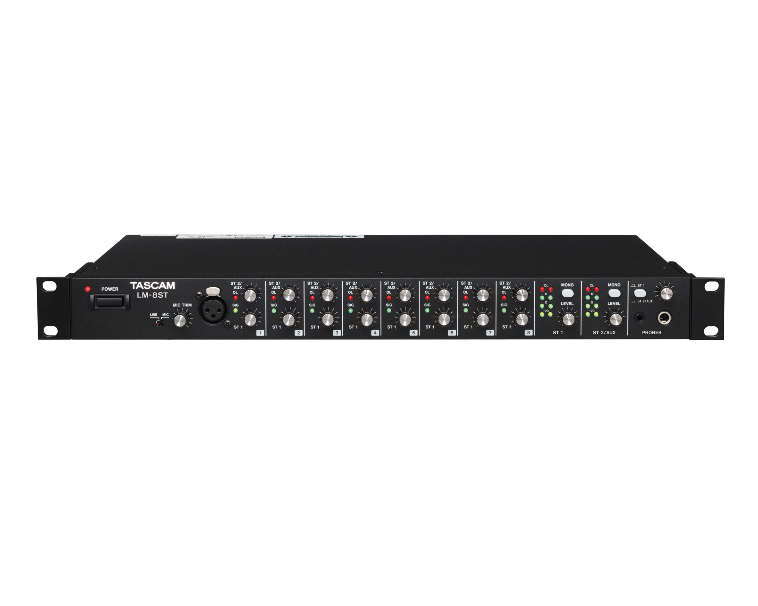 Tascam LM-8ST Stereo 8Ch Line Mixer with extra Mic/Line XLR Input 1U