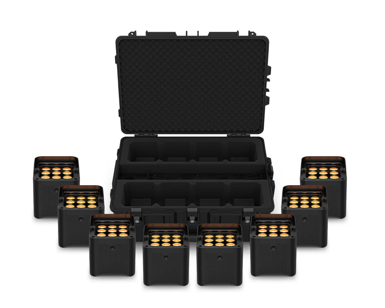 CHAUVET DJ Freedom Par Q9 Uplighter (Pack of 8) with Freedom Charge 8P Case
