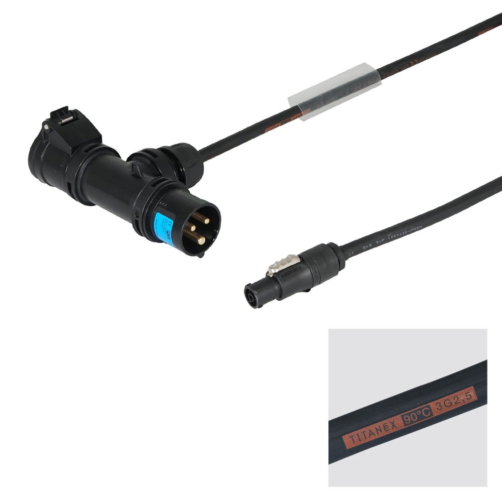 LEDJ 1m PCE 16A Black T-Connect to powerCON TRUE1 TOP Cable LEDJ 1m PCE 16A Black T-Connect to powerCON TRUE1 TOP Cable