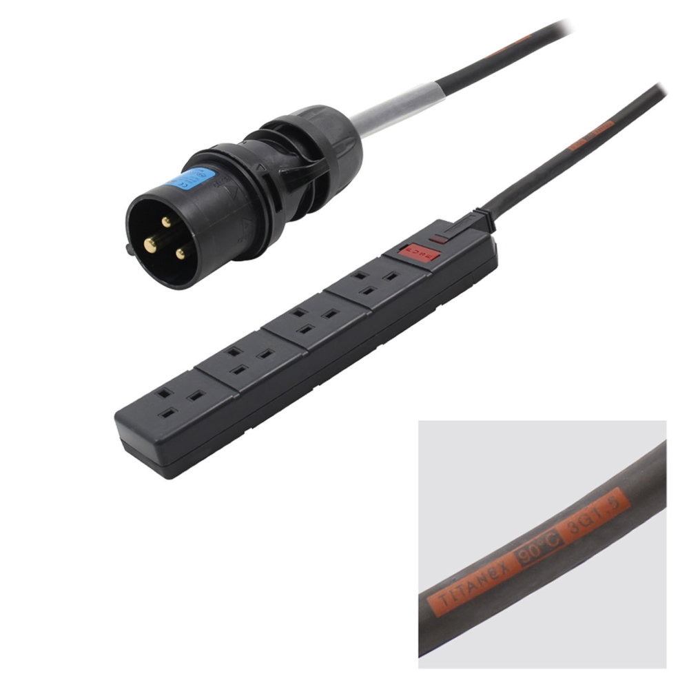 Elumen8 0.35m 16A Plug to 4 Gang 13A Socket Cable Elumen8 0.35m 16A Plug to 4 Gang 13A Socket Cable