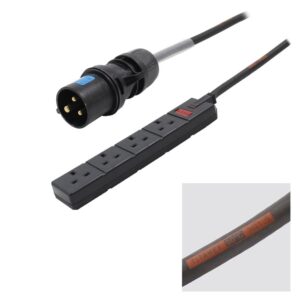 LEDJ 1m 16A Plug to 4 Gang 13A Socket Cable