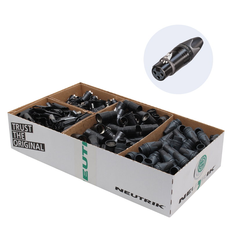 Neutrik XLR 3-Pin Female Socket Black NC3FXX-BAG-D (Pack of 100) Neutrik XLR 3-Pin Female Socket Black NC3FXX-BAG-D (Pack of 100)
