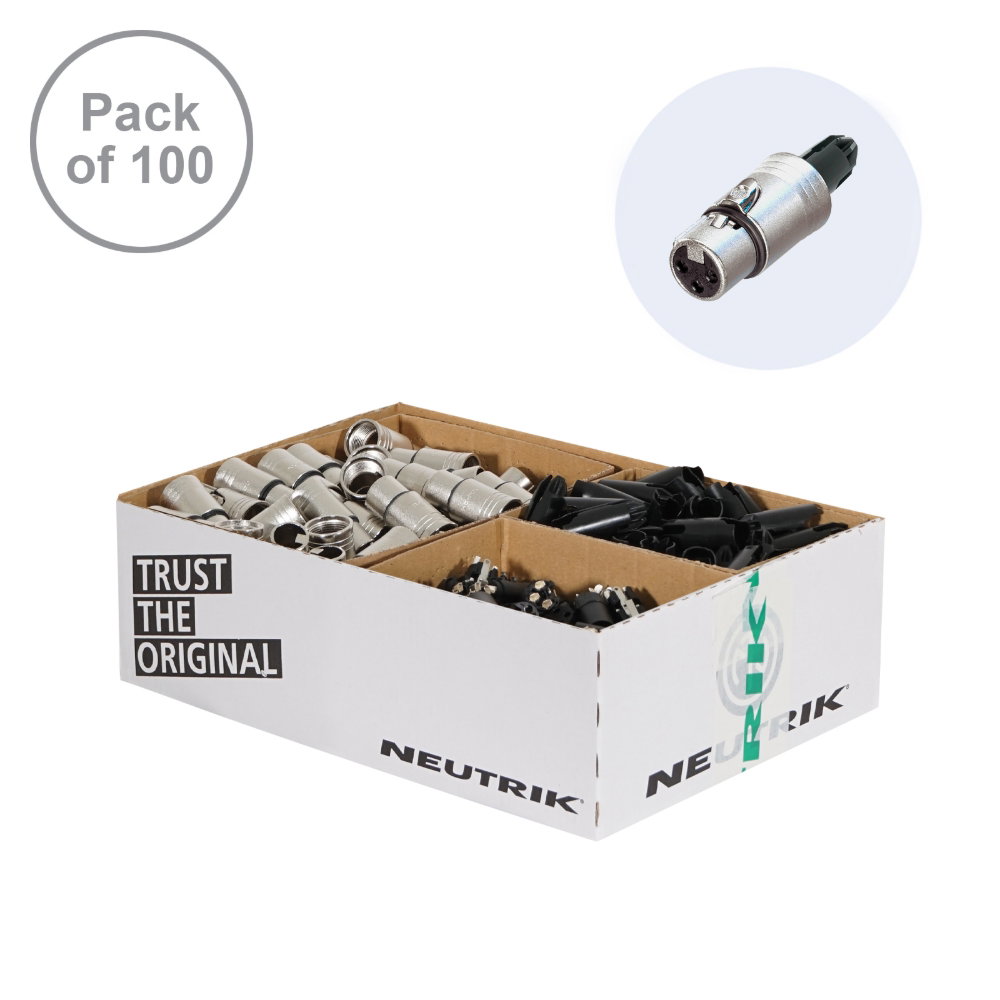 Neutrik XLR 3-Pin Female Socket NC3FXX-WOB (Pack of 100) Neutrik XLR 3-Pin Female Socket NC3FXX-WOB (Pack of 100)