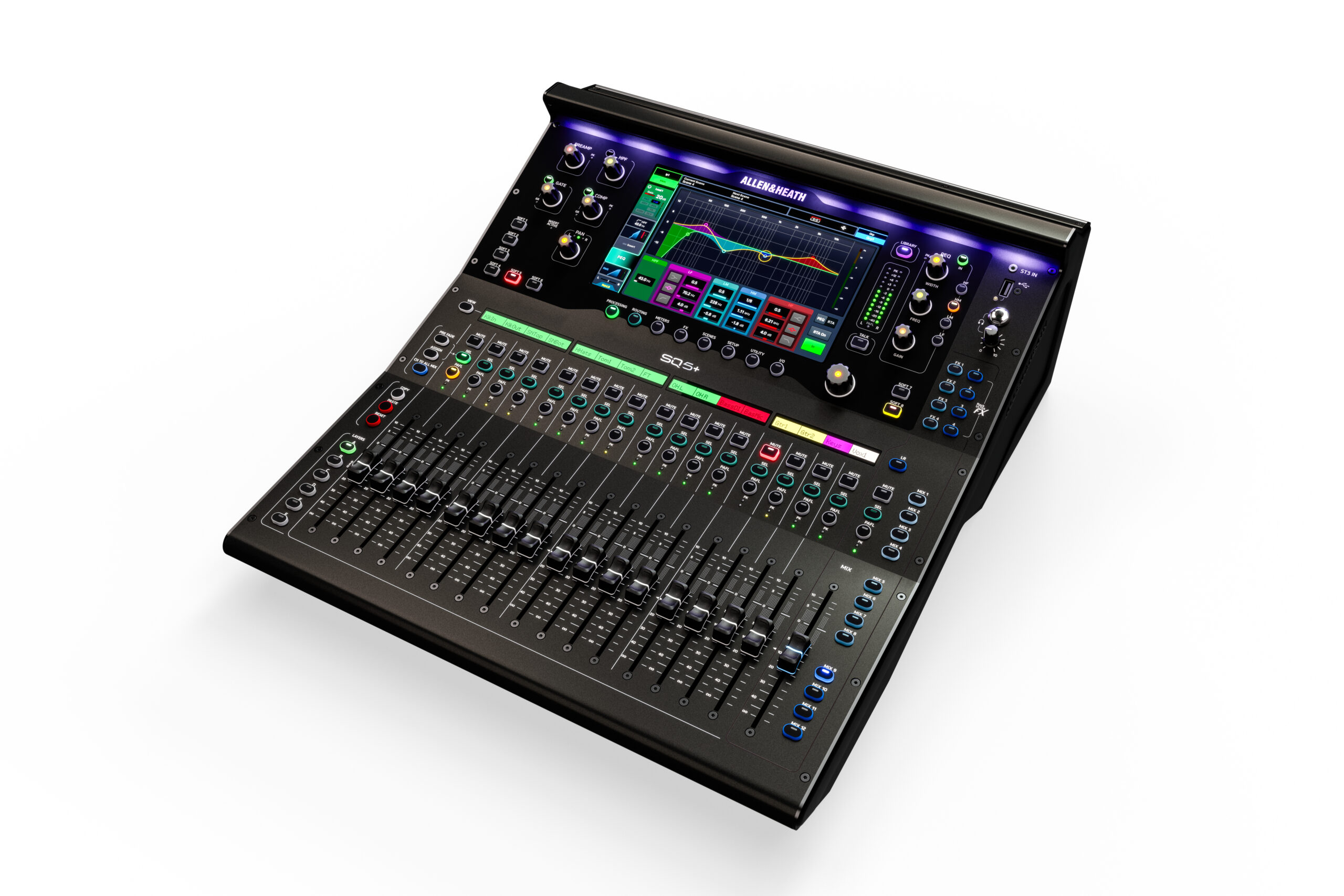 SQ5-Right-ThreeQuarter-scaled Allen & Heath SQ-5+ with DX168 Audio Rack & Dust Cover