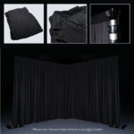 LEDJ 3 x 3m Black Molton Pleated Drape