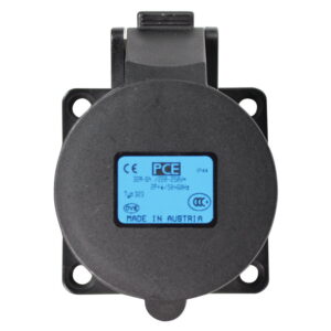 PCE 32A 230V 2P+E Black Panel Socket (323-6X)