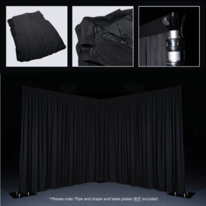 LEDJ 3 x 5m Black Molton Pleated Drape