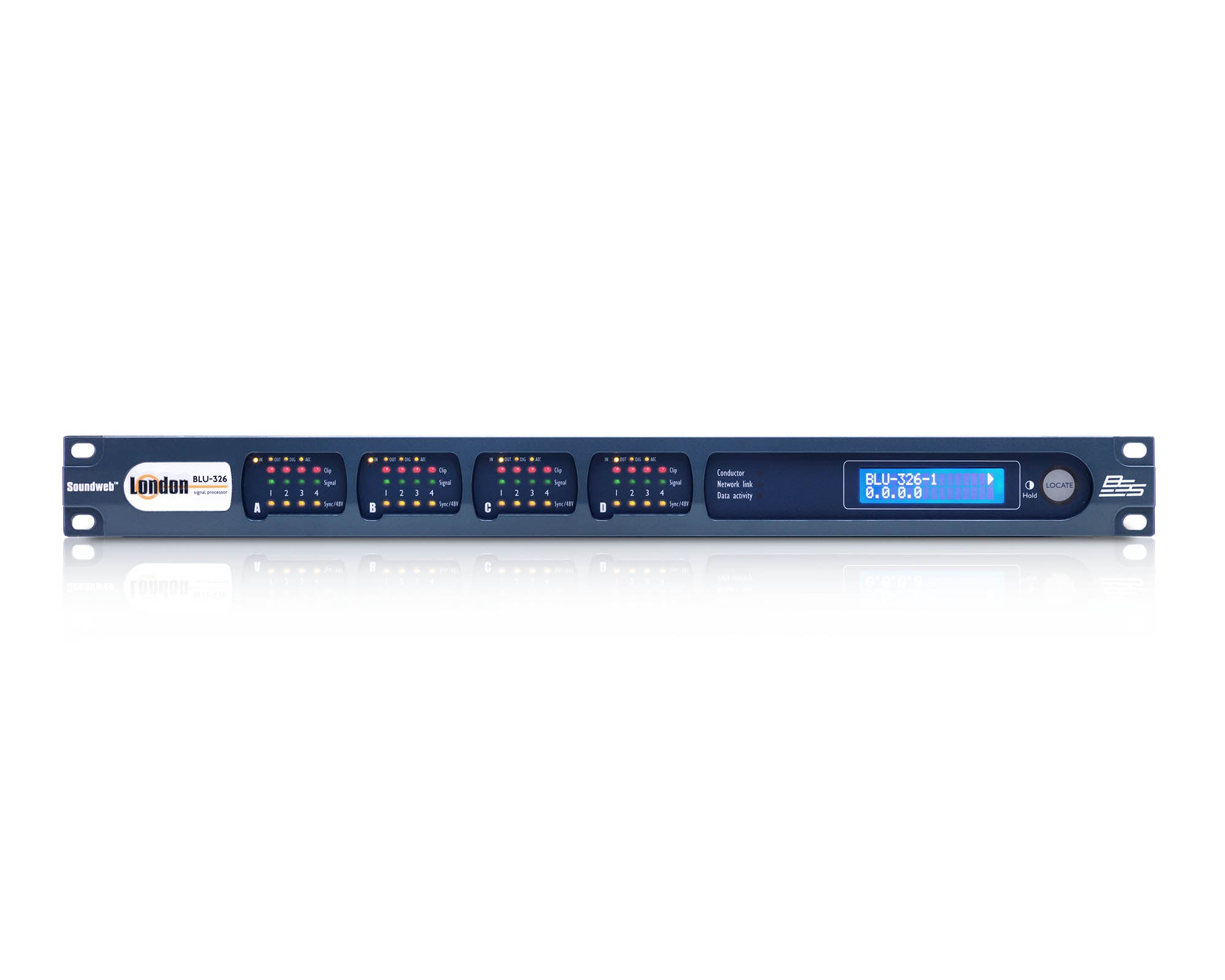 BSS BLU326 (BLU320 with Dante Ports) Chassis Only 1U BSS BLU-326 Soundweb London Signal Processor - Dante/AES67, Chassis Only, 1U (BLU320 + Dante)