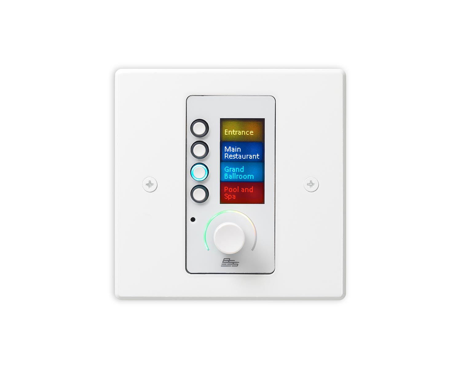 BSS EC-4BV Ethernet Controller 4 Buttons and Volume Control White BSS Contrio EC-4BV Soundweb London Ethernet Wall Controller, 4 Buttons + Volume, White (EU)