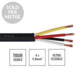 Elumen8 TOUR 4 Core 4×4.0mm² Speaker Cable Black Cut Length (CABL612PM)