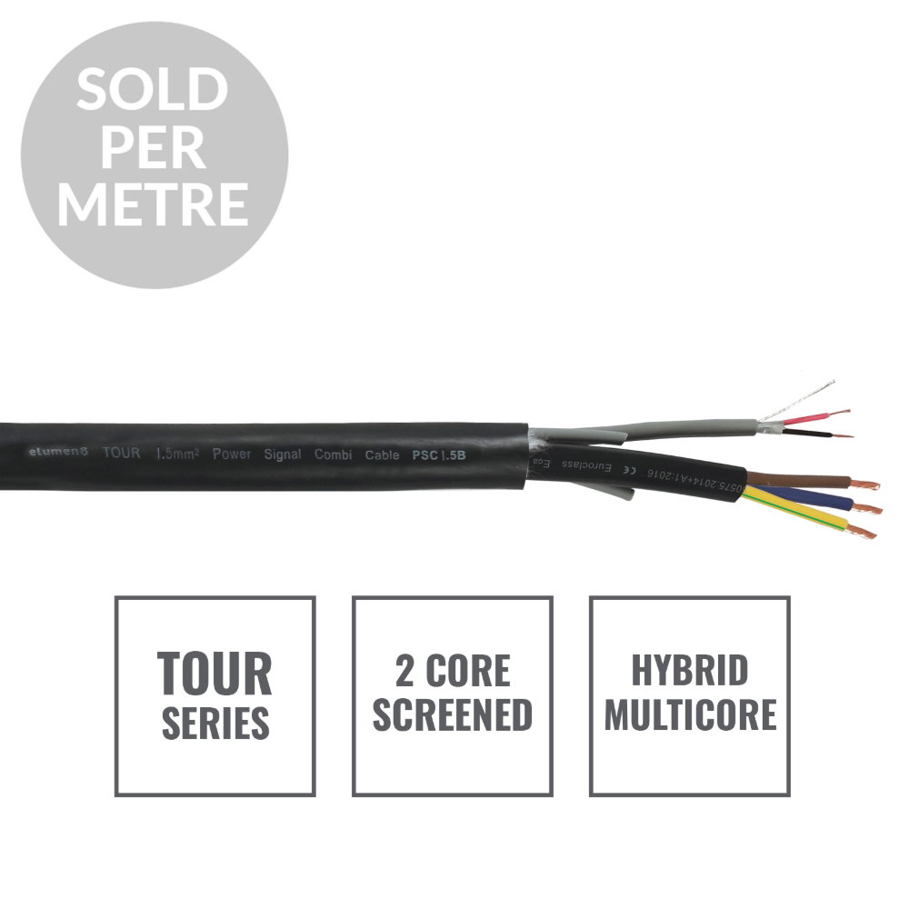 Elumen8 TOUR 1.5mm2 Power Signal Combi Cable PSC1.5B, Cut Length Elumen8 PSC1.5B TOUR Hybrid Power & Signal Cable 1.5mm² (CABL623PM)