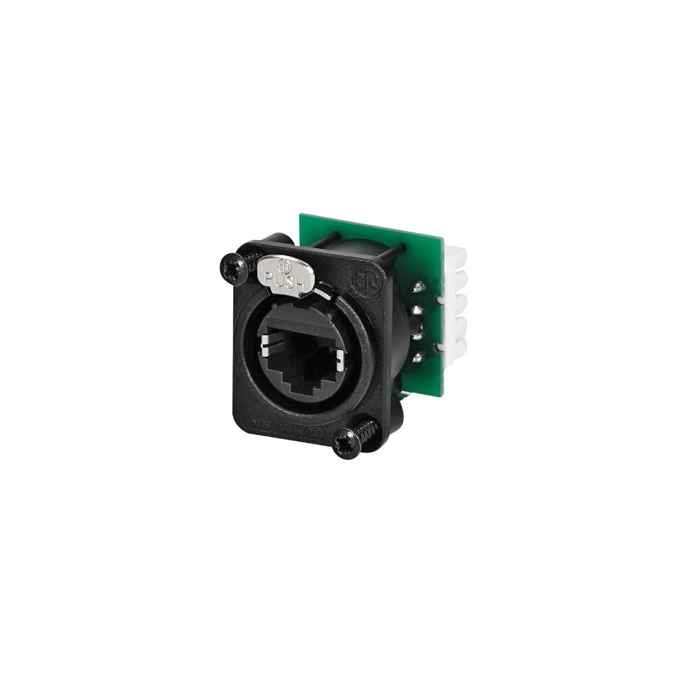 Neutrik etherCON Chassis Connector NE8FDV-YK-B Neutrik NE8FDV-YK-B etherCON RJ45 Chassis Connector, D-Series, Black Flange (CONN565)